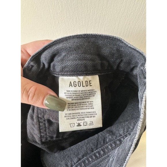 Agolde 90s Pinch Waist in Howl Black Distressed Straight Jeans Size 29 - Picture 6 of 8